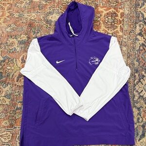 Nike Dry Fit Purple and White Hoodie with WCU Cat Head Logo.